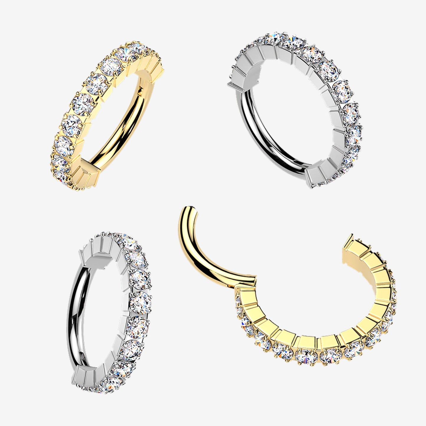Titanium Pave Moissanite Hinged Hoop Ring