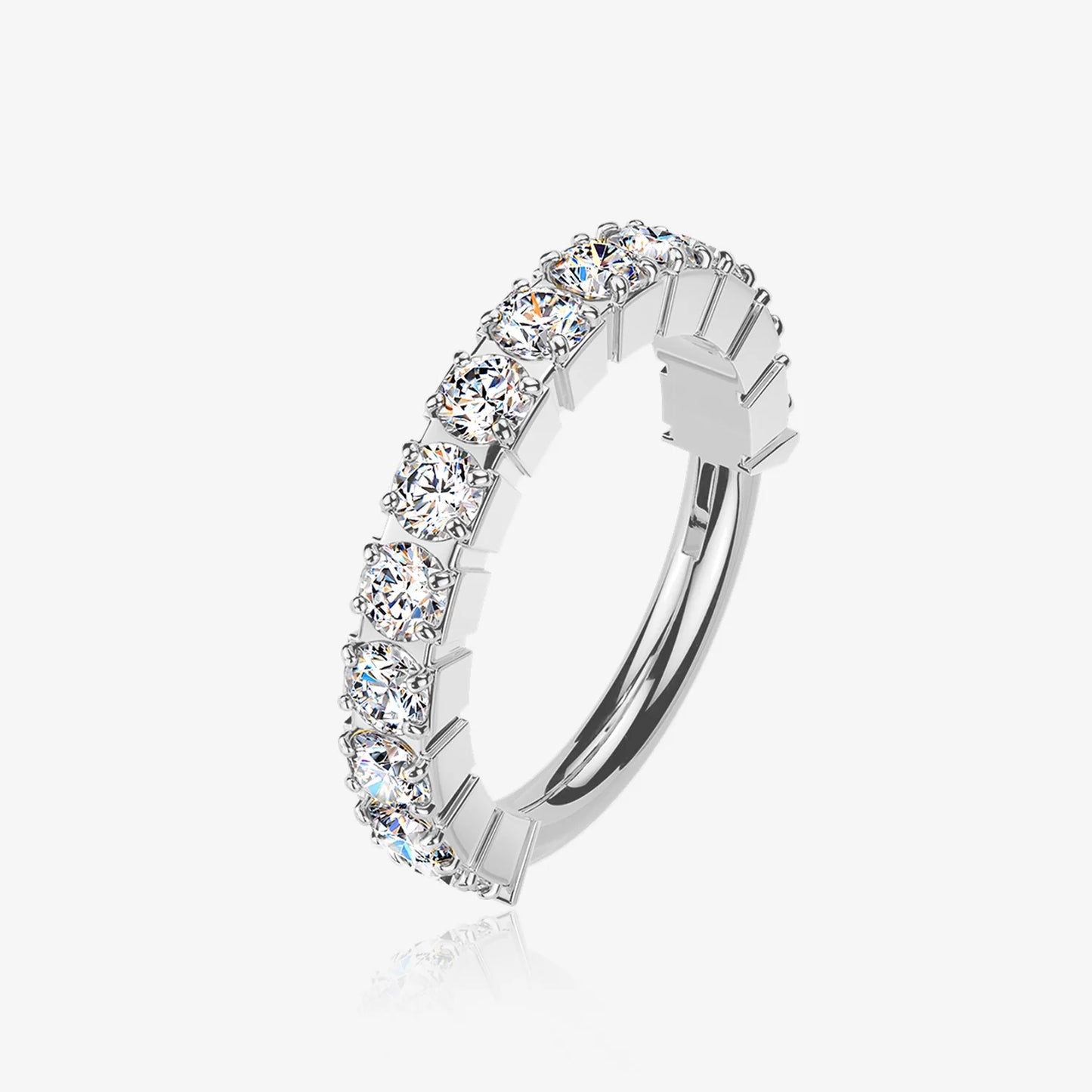Titanium Pave Moissanite Hinged Hoop Ring