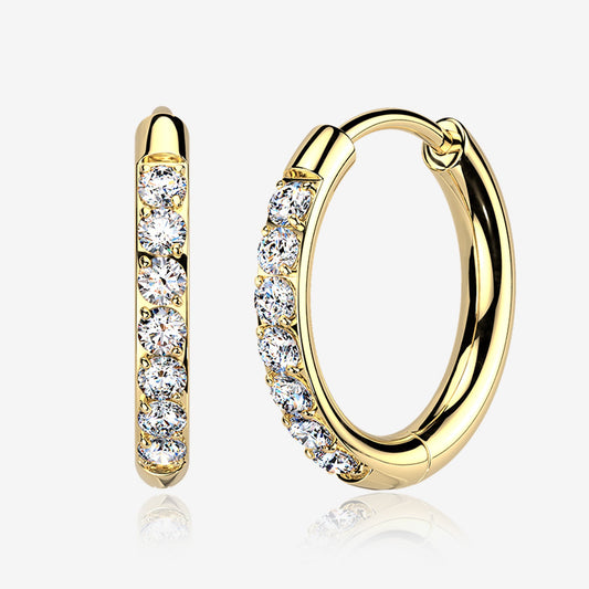 Titanium Hinged Hoop Earrings with CNC-Set Moissanite