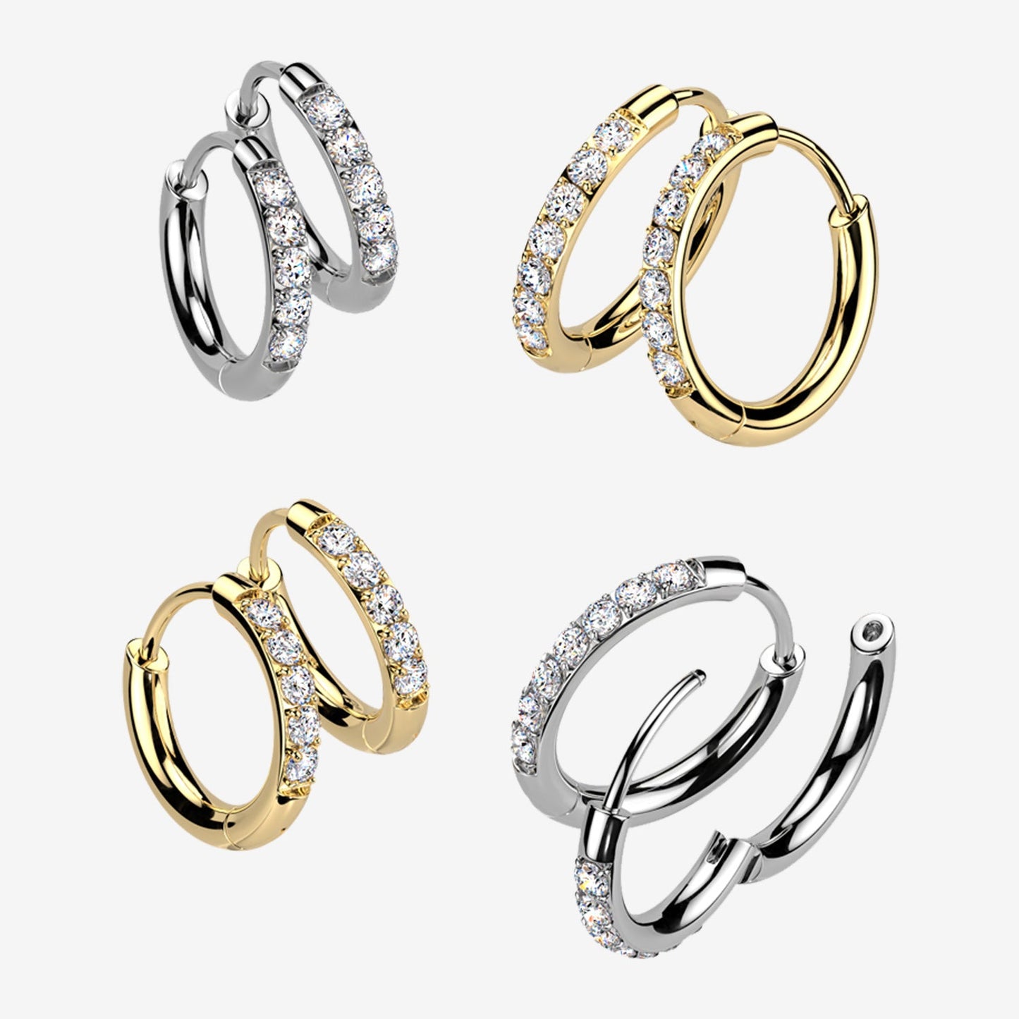 Titanium Hinged Hoop Earrings with CNC-Set Moissanite