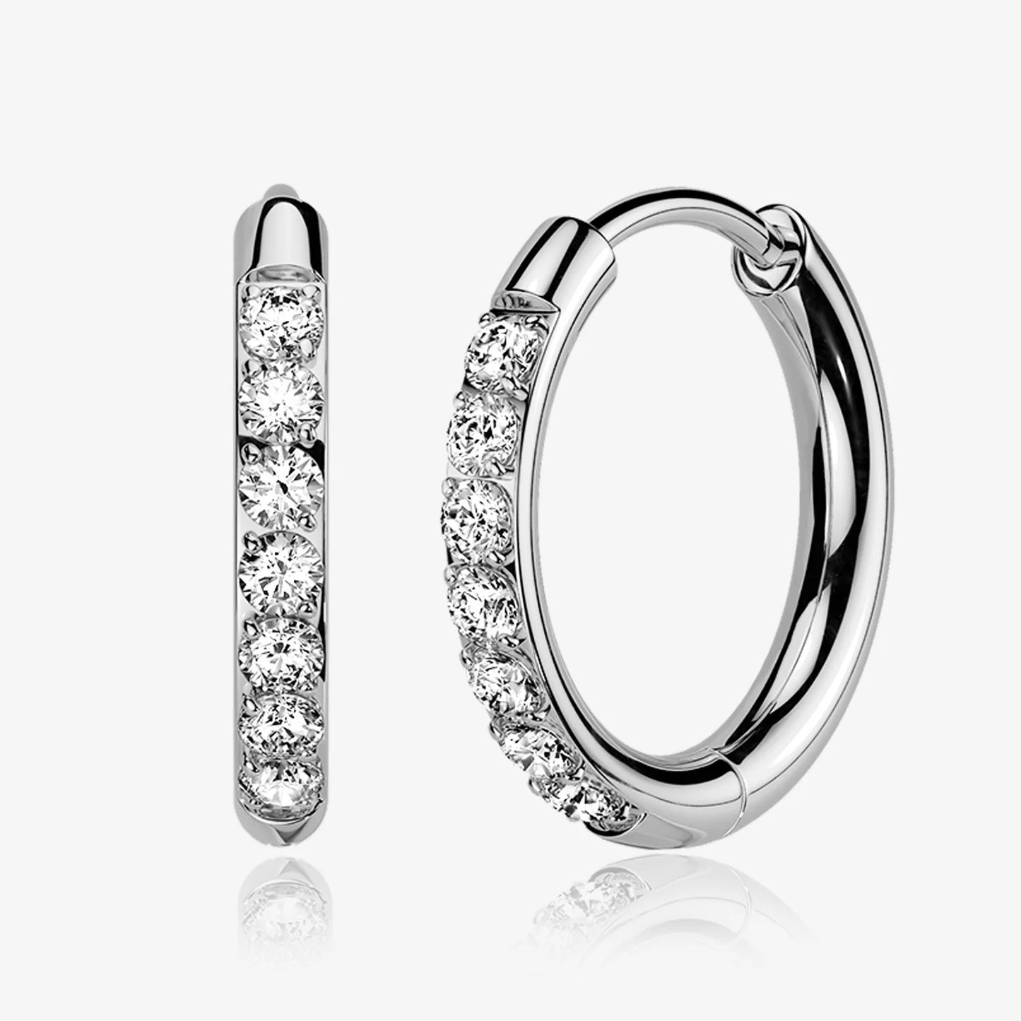 Titanium Hinged Hoop Earrings with CNC-Set Moissanite