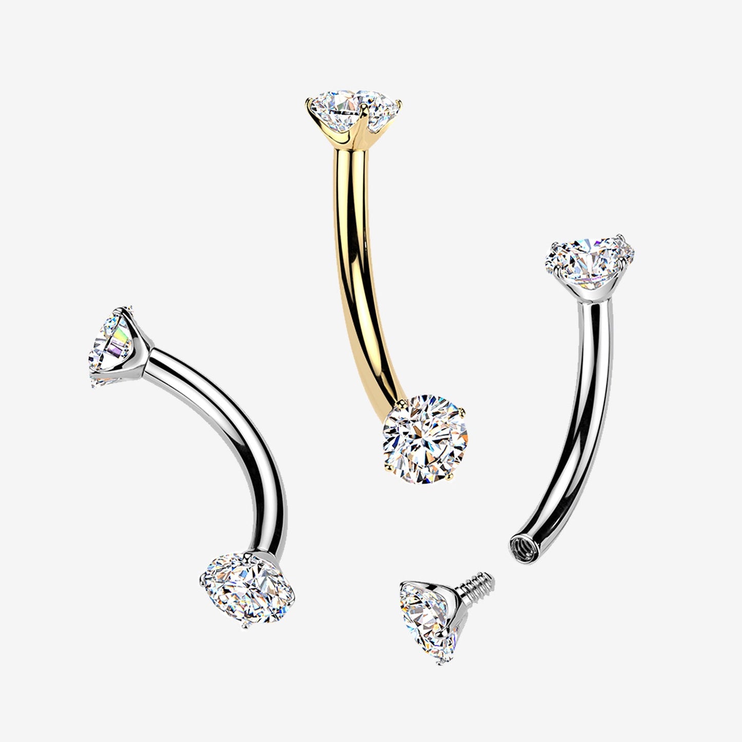 Titanium Internally Threaded Moissanite Curved Barbell