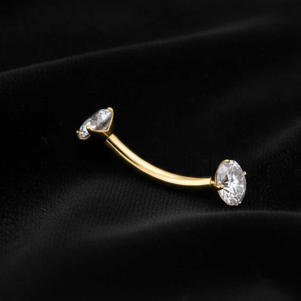 Titanium Internally Threaded Moissanite Curved Barbell