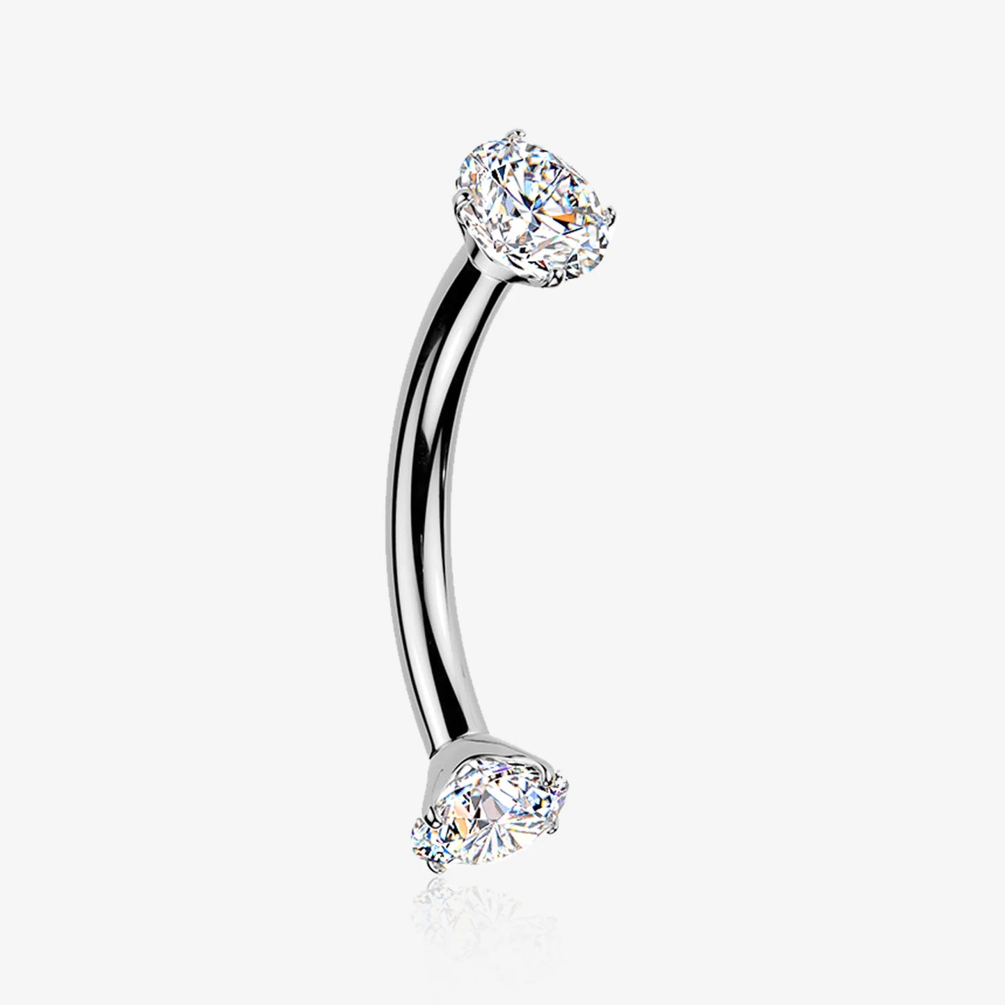 Titanium Internally Threaded Moissanite Curved Barbell