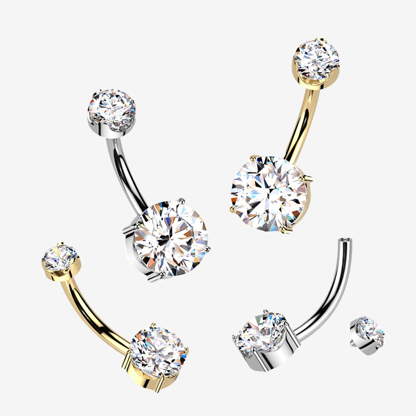 Titanium Double Prong Moissanite Belly Button Ring