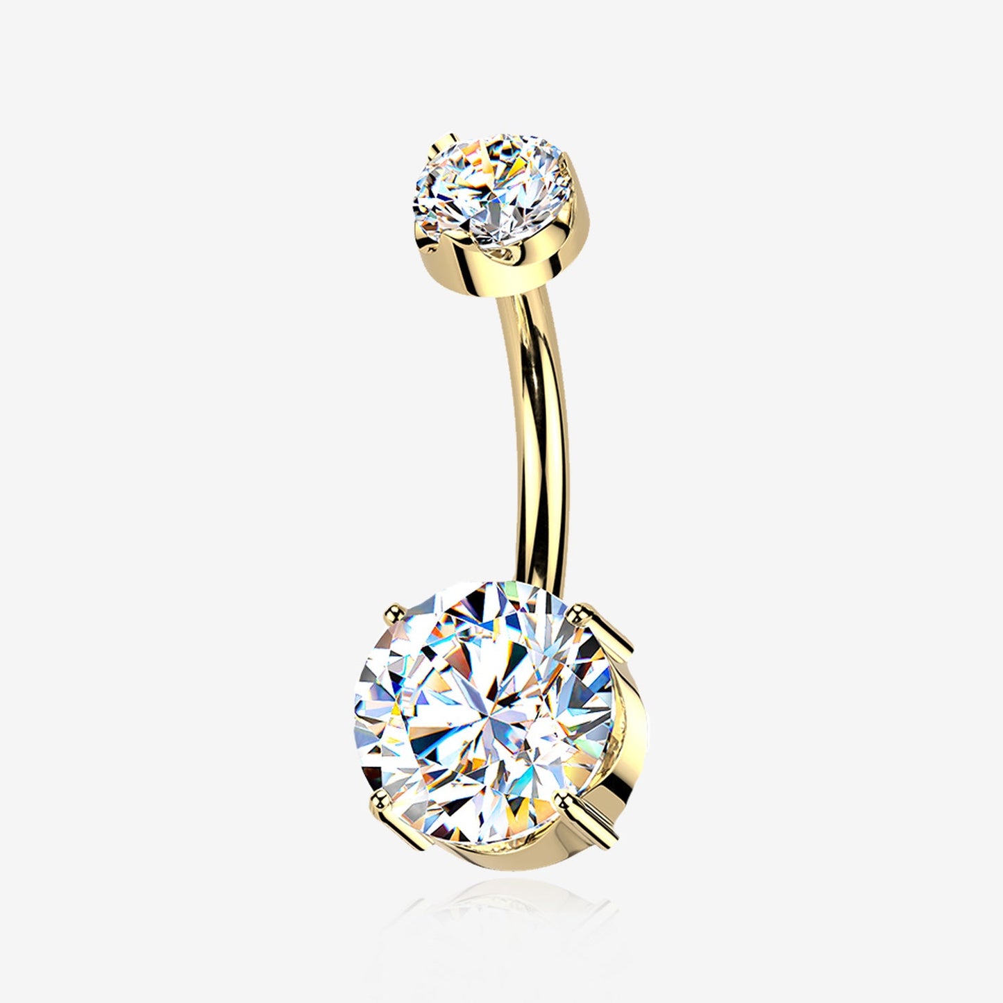 Titanium Double Prong Moissanite Belly Button Ring