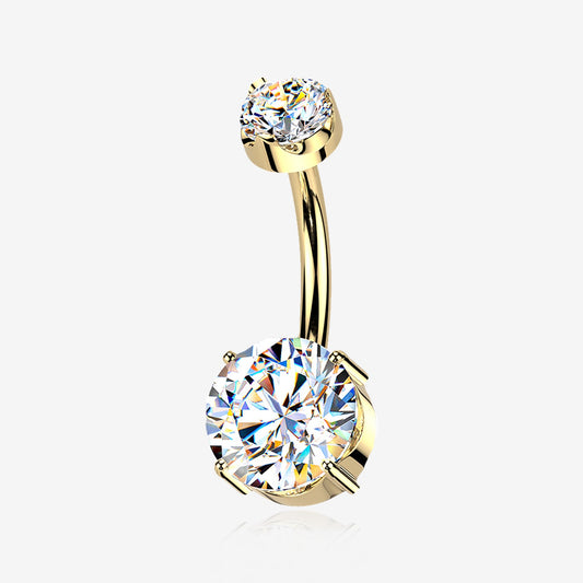Titanium Double Prong Moissanite Belly Button Ring