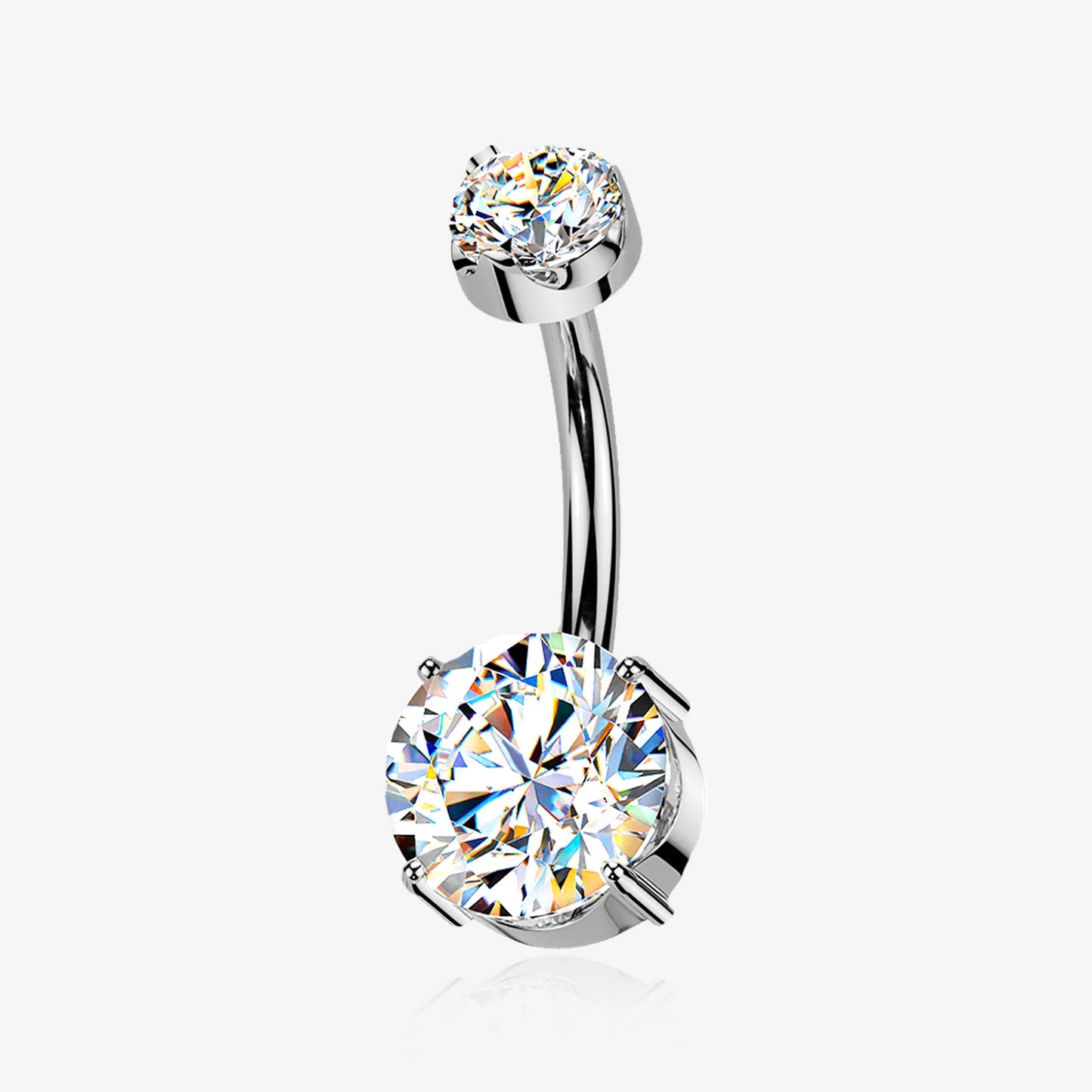 Titanium Double Prong Moissanite Belly Button Ring