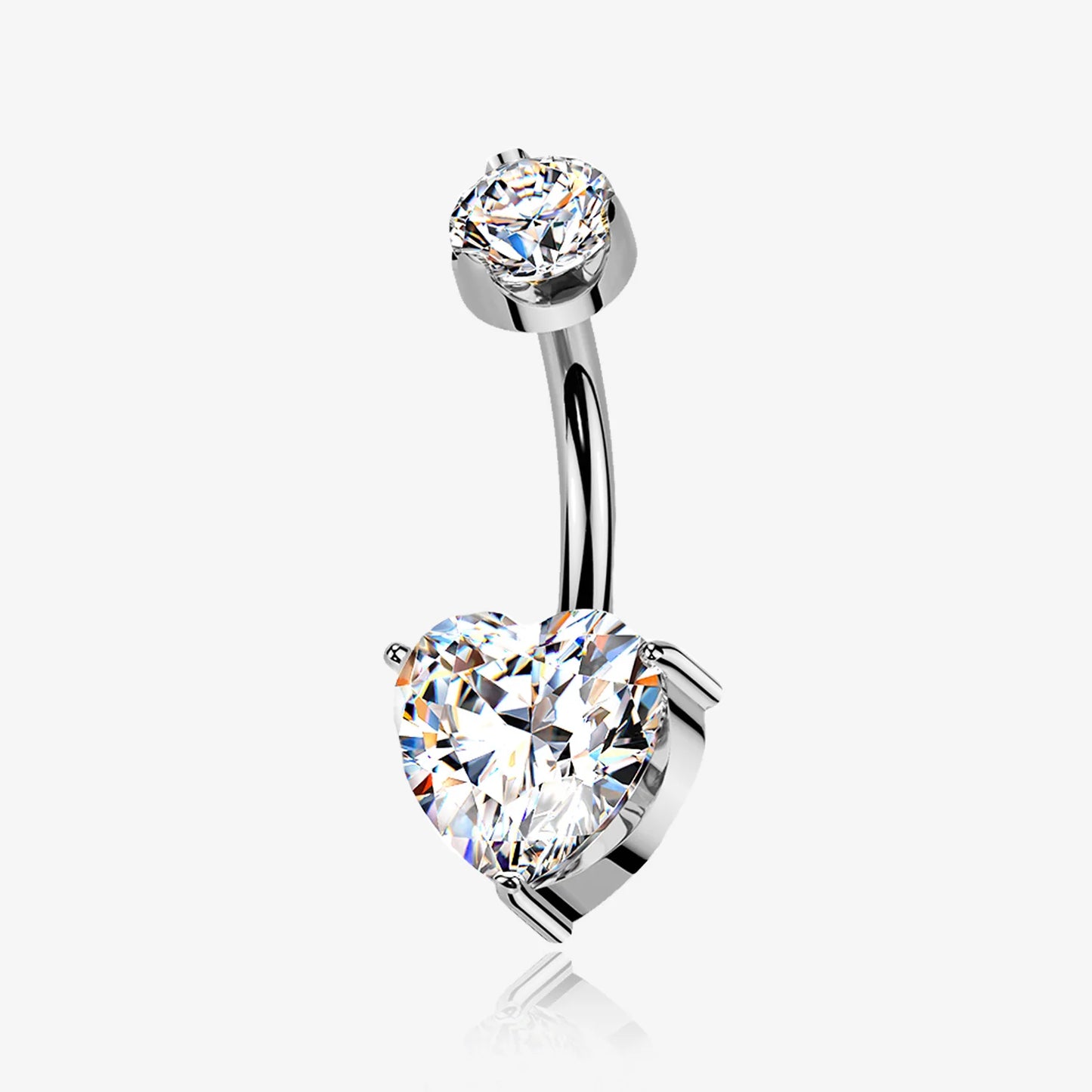 Titanium Heart & Round Moissanite Belly Button Ring