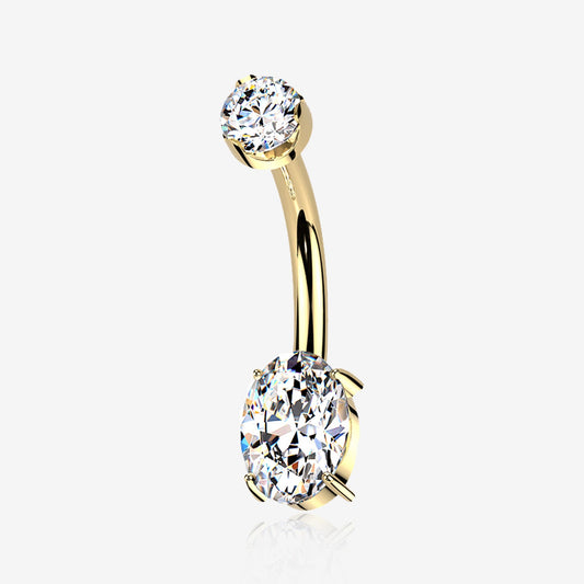 Titanium Oval & Round Moissanite Belly Button Ring