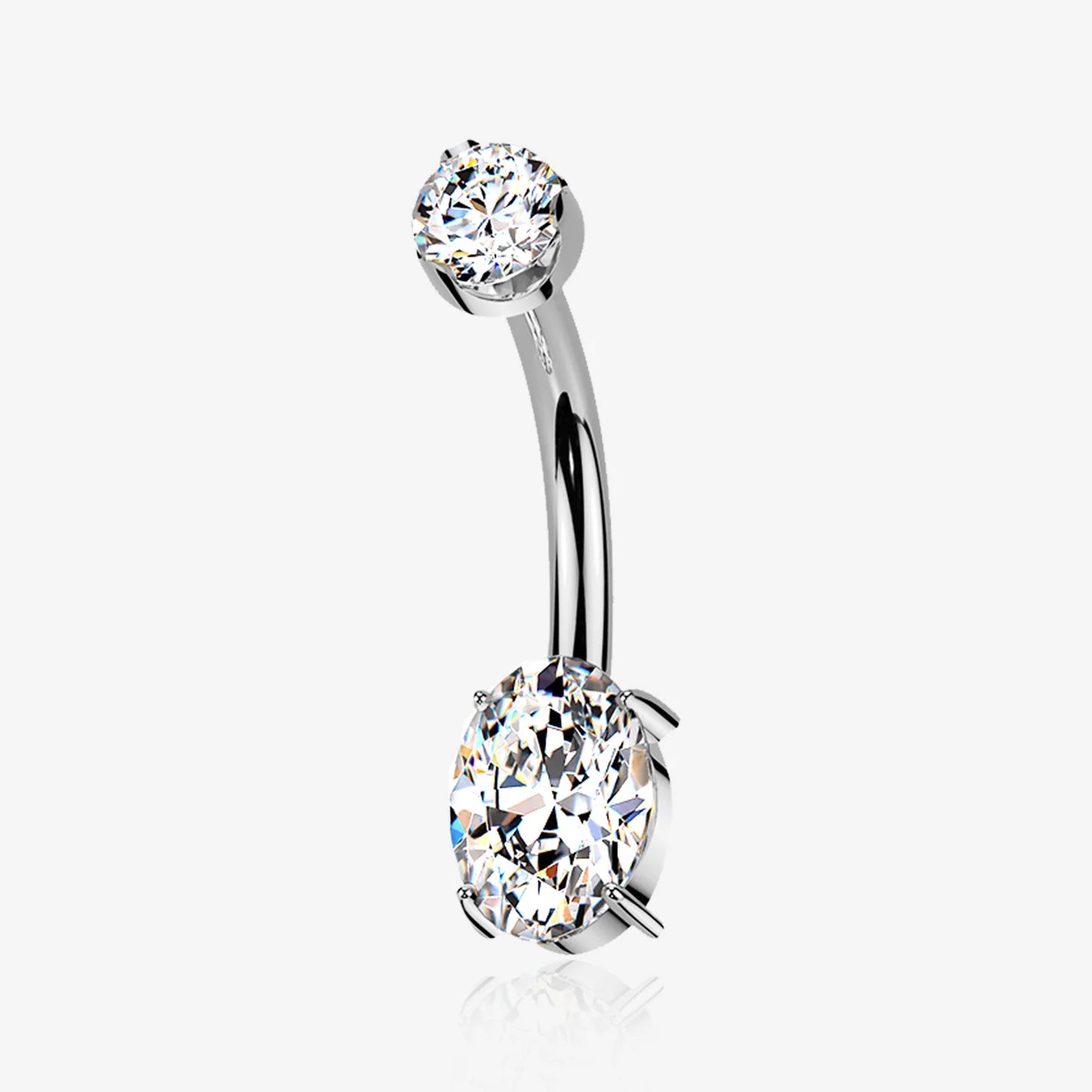 Titanium Oval & Round Moissanite Belly Button Ring