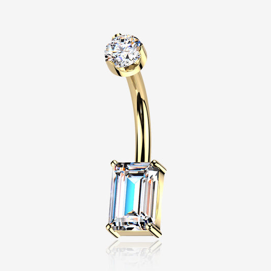 Titanium Emerald-Cut Moissanite Belly Button Ring