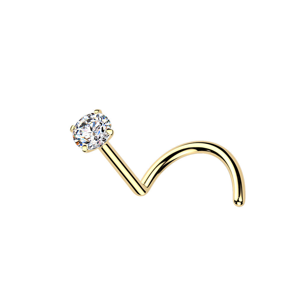 Titanium Nose Screw with Round Moissanite Stone