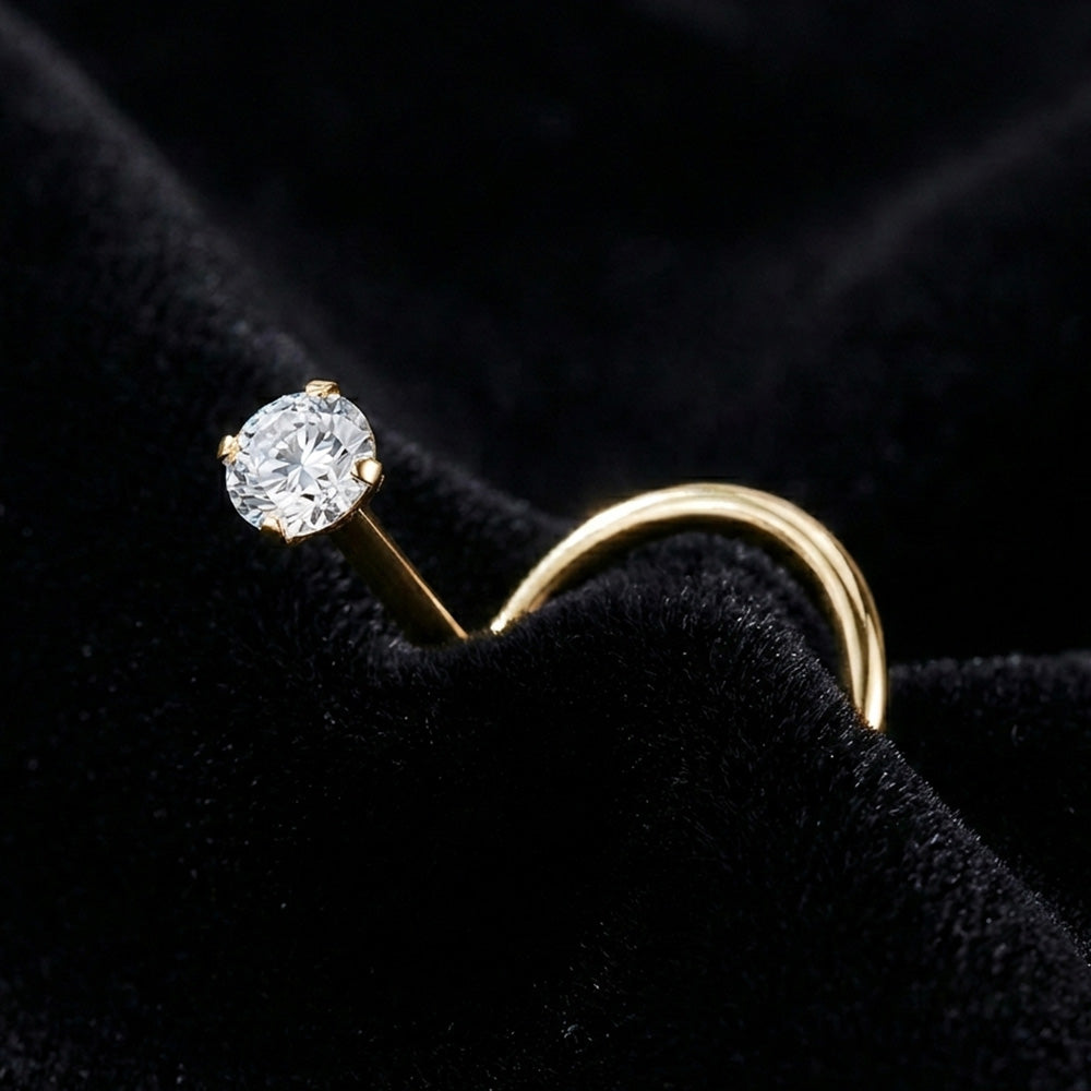 Titanium Nose Screw with Round Moissanite Stone