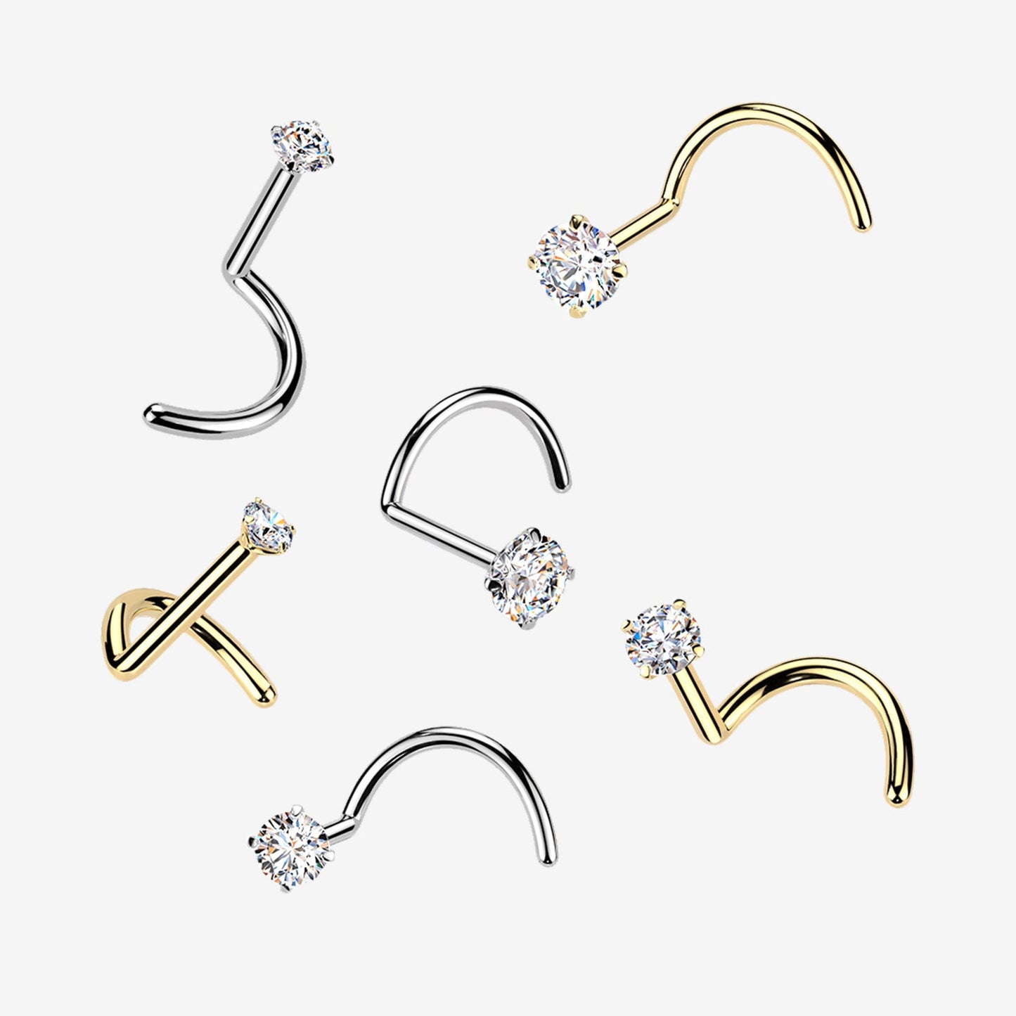 Titanium Nose Screw with Round Moissanite Stone