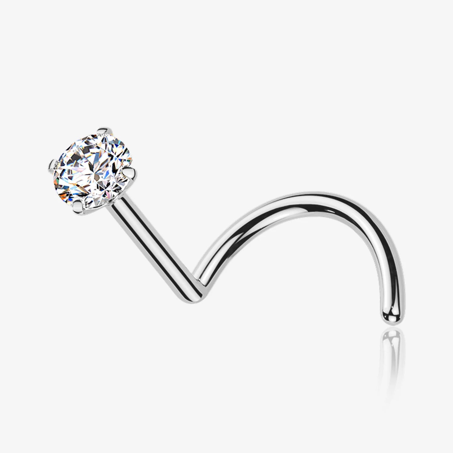 Titanium Nose Screw with Round Moissanite Stone