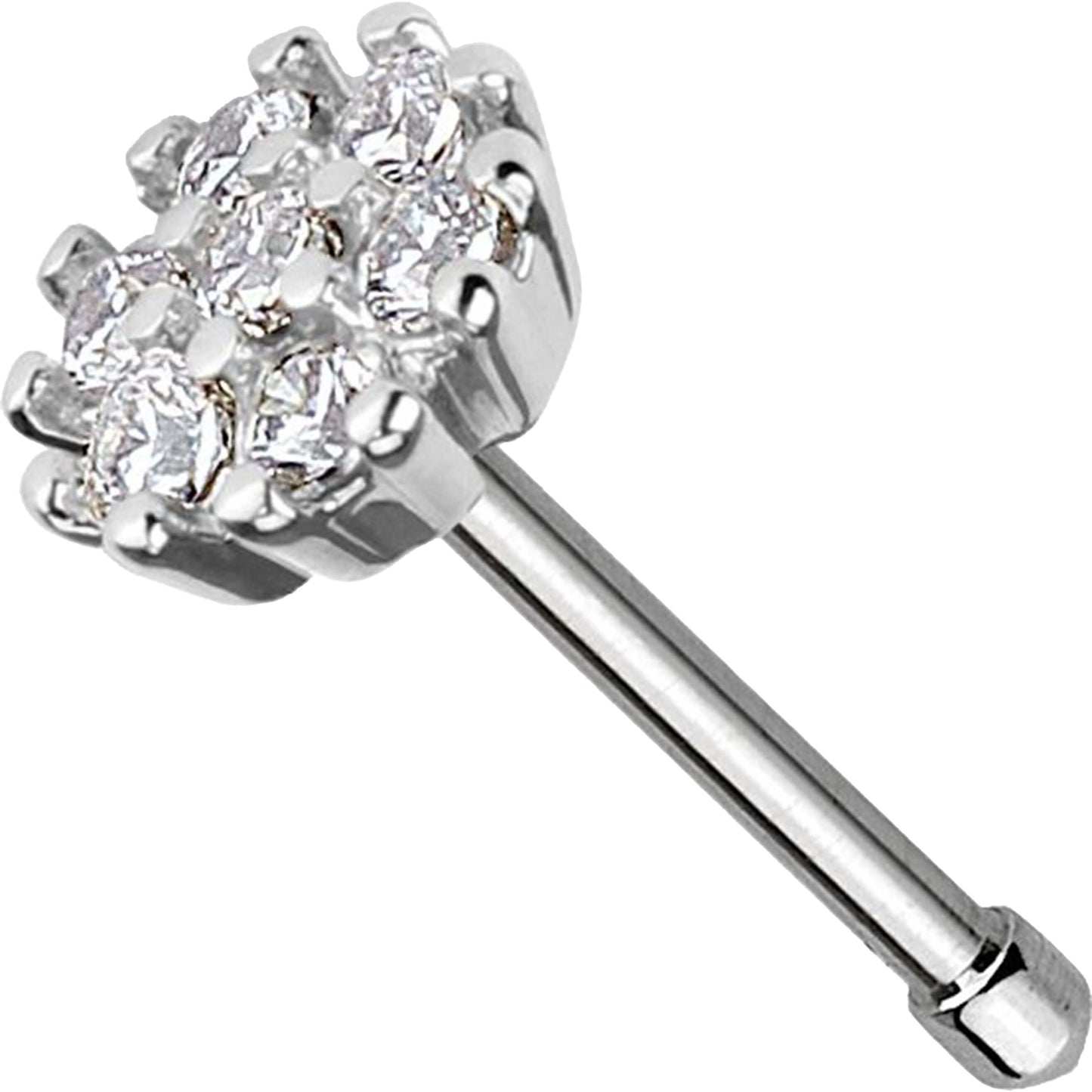 CZ Petal Flower Nose Bone Stud - Surgical Steel