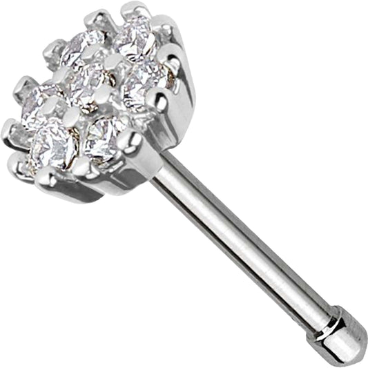 CZ Petal Flower Nose Bone Stud - Surgical Steel