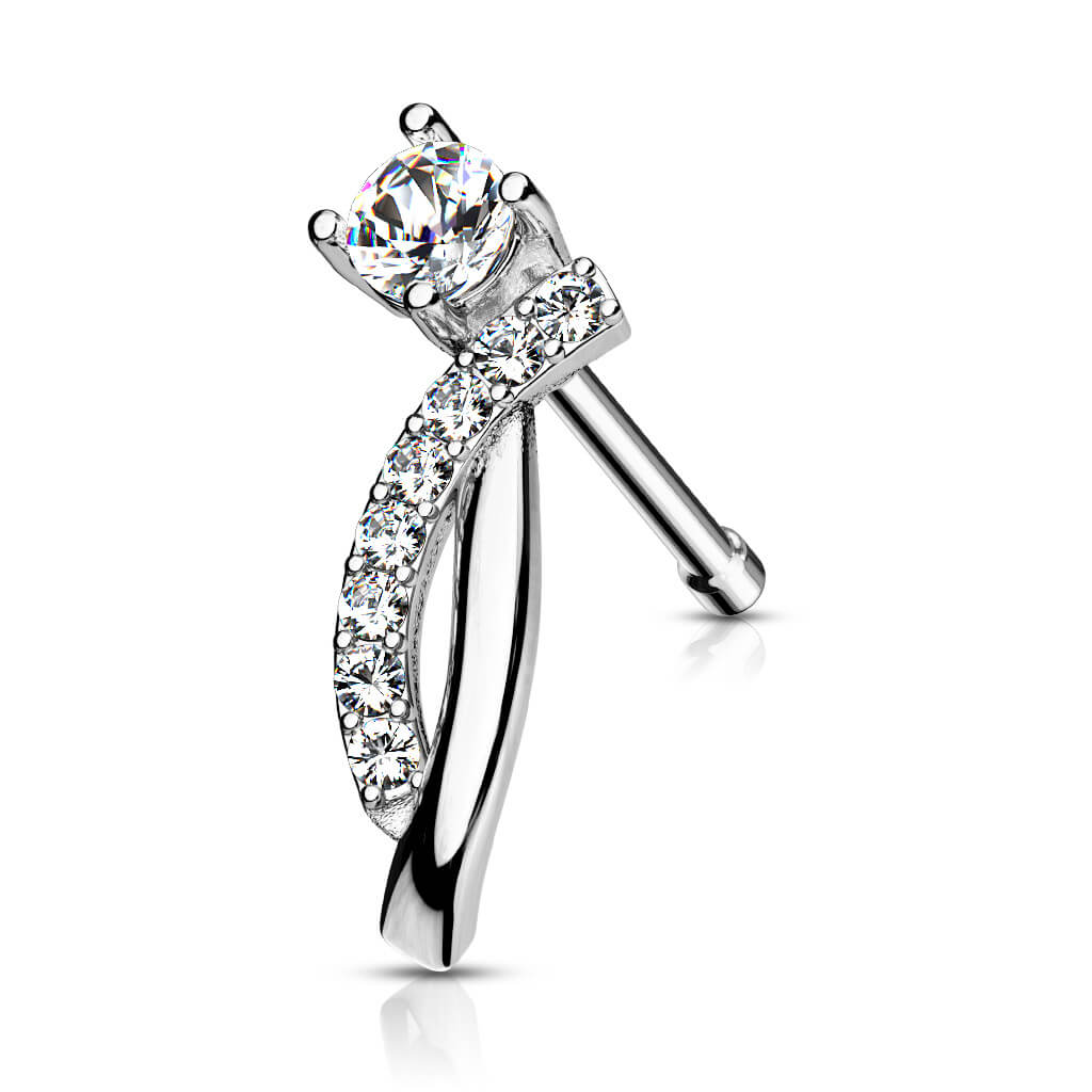 CZ Curve Nose Stud in Surgical Steel