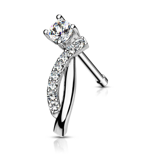 CZ Curve Nose Stud in Surgical Steel