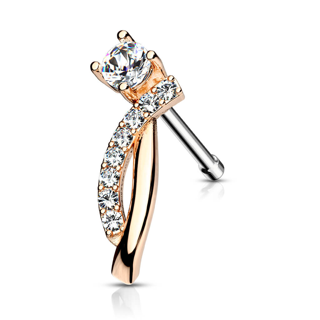 CZ Curve Nose Stud in Surgical Steel