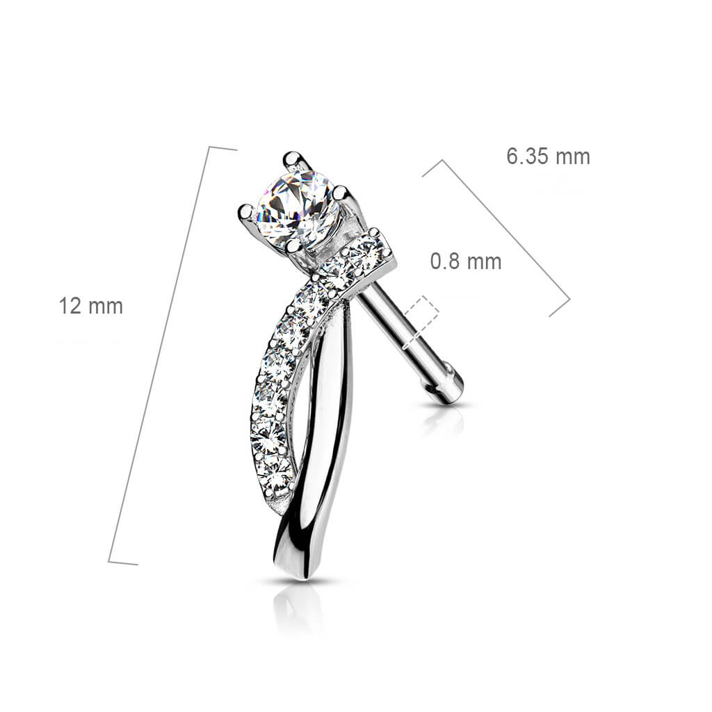 CZ Curve Nose Stud in Surgical Steel