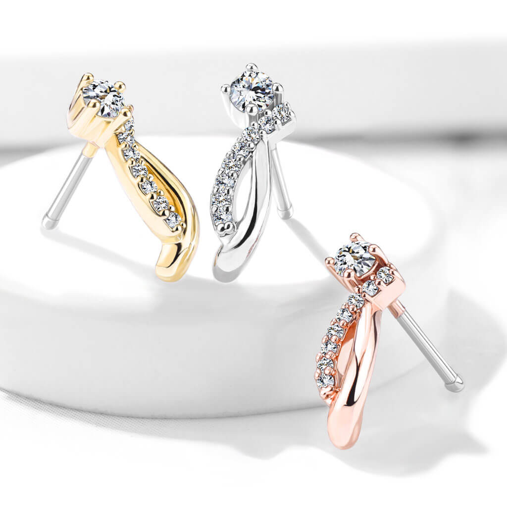 CZ Curve Nose Stud in Surgical Steel