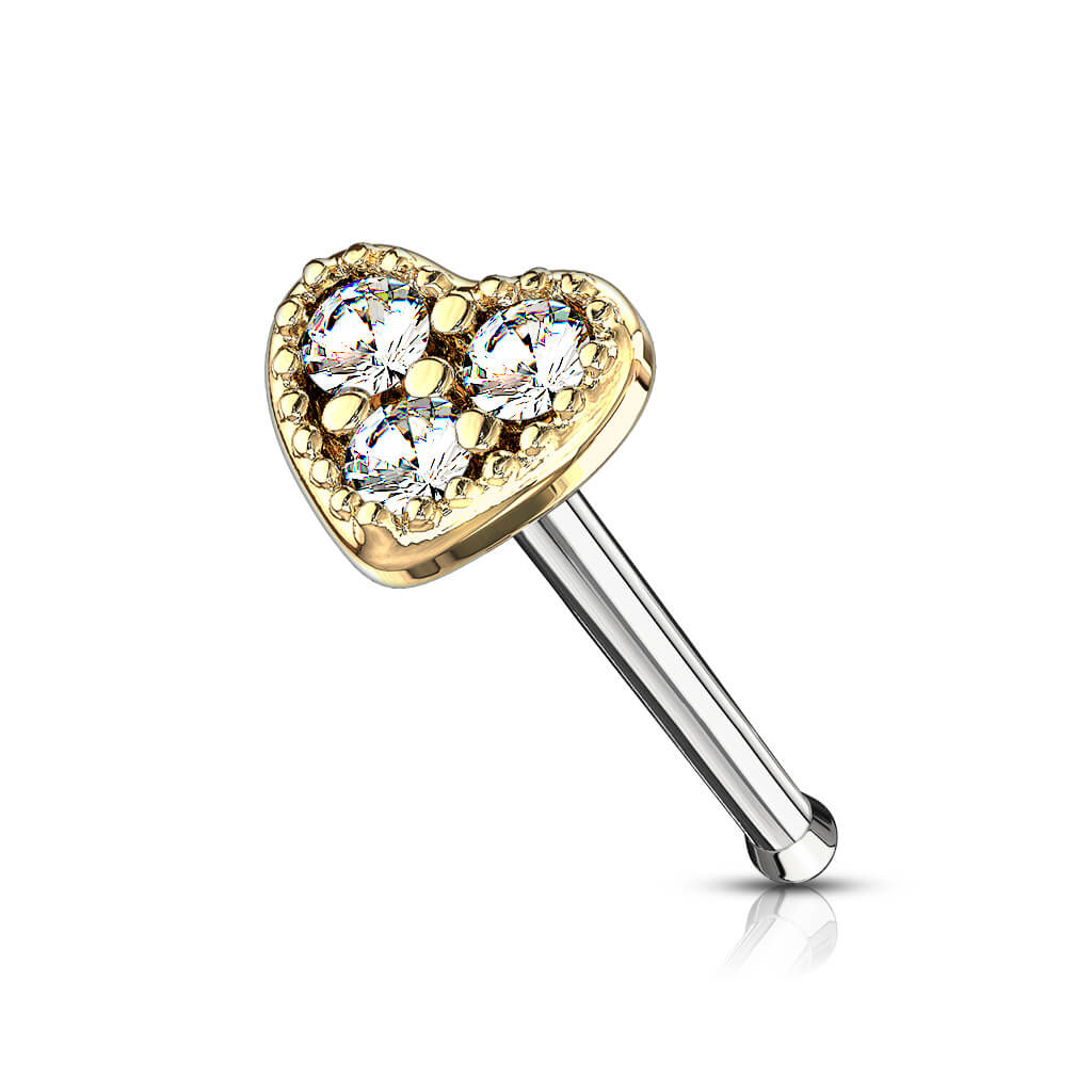 CZ Heart Nose Stud Ring