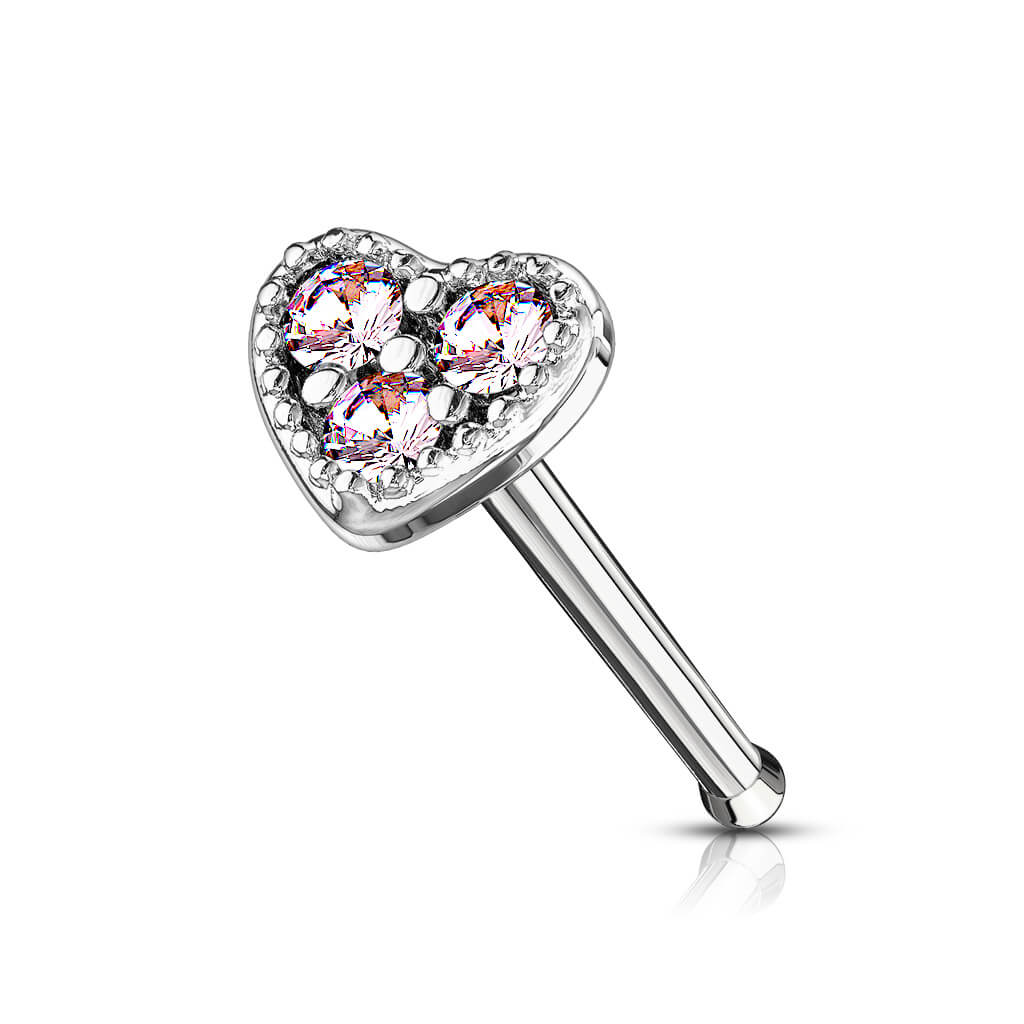 CZ Heart Nose Stud Ring