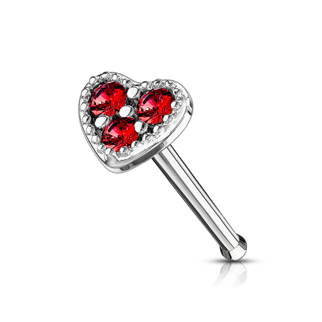 CZ Heart Nose Stud Ring