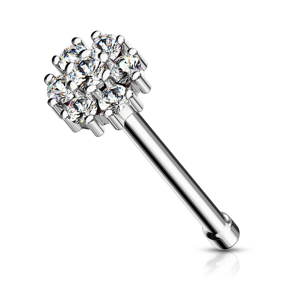 CZ Flower Double-Tier Nose Bone Stud