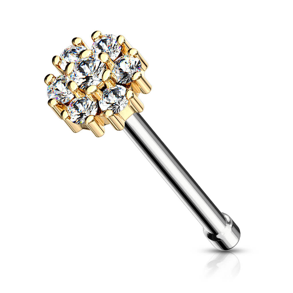 CZ Flower Double-Tier Nose Bone Stud