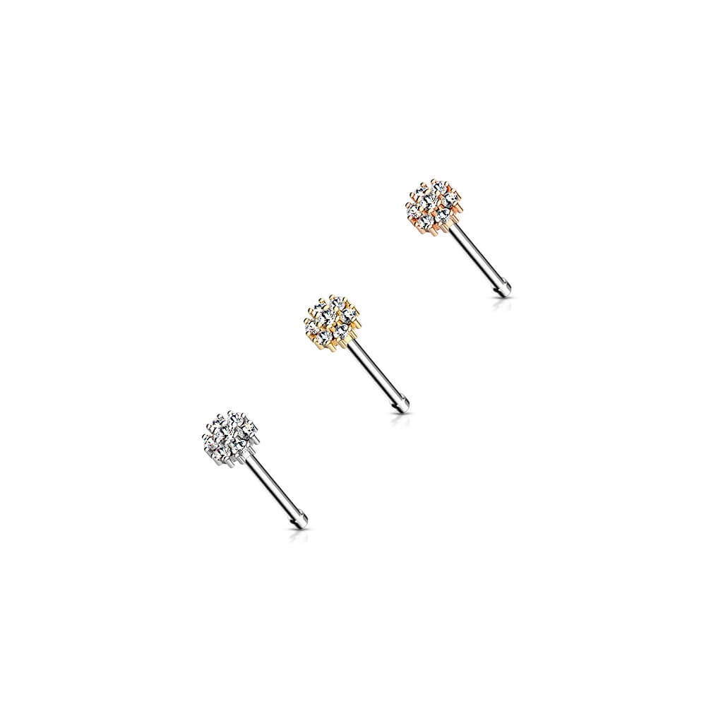 CZ Flower Double-Tier Nose Bone Stud