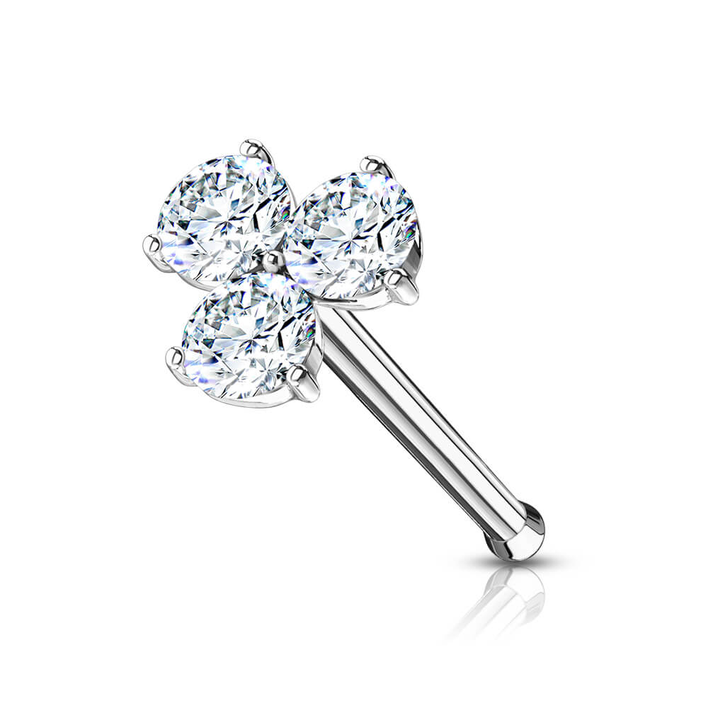 Triangle Three-Prong CZ Nose Bone Stud