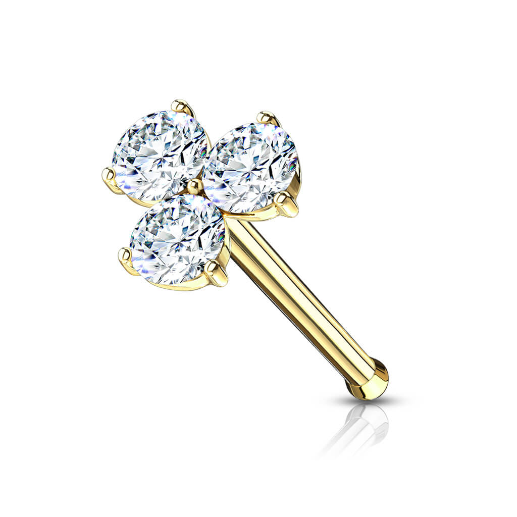 Triangle Three-Prong CZ Nose Bone Stud