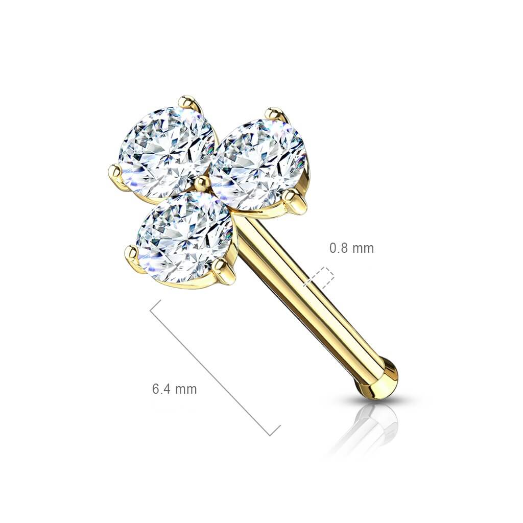 Triangle Three-Prong CZ Nose Bone Stud