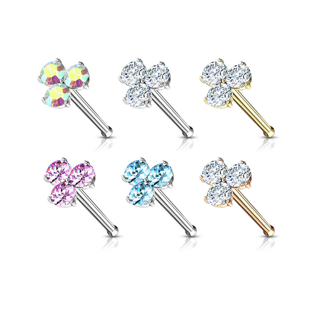 Triangle Three-Prong CZ Nose Bone Stud
