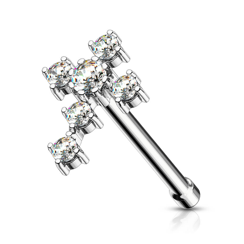 CZ Cross Nose Bone Stud