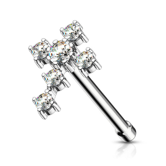 CZ Cross Nose Bone Stud