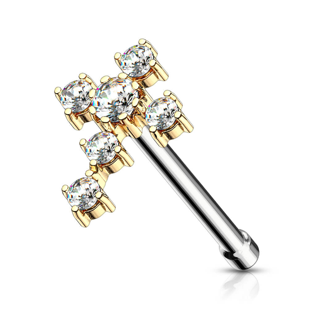 CZ Cross Nose Bone Stud
