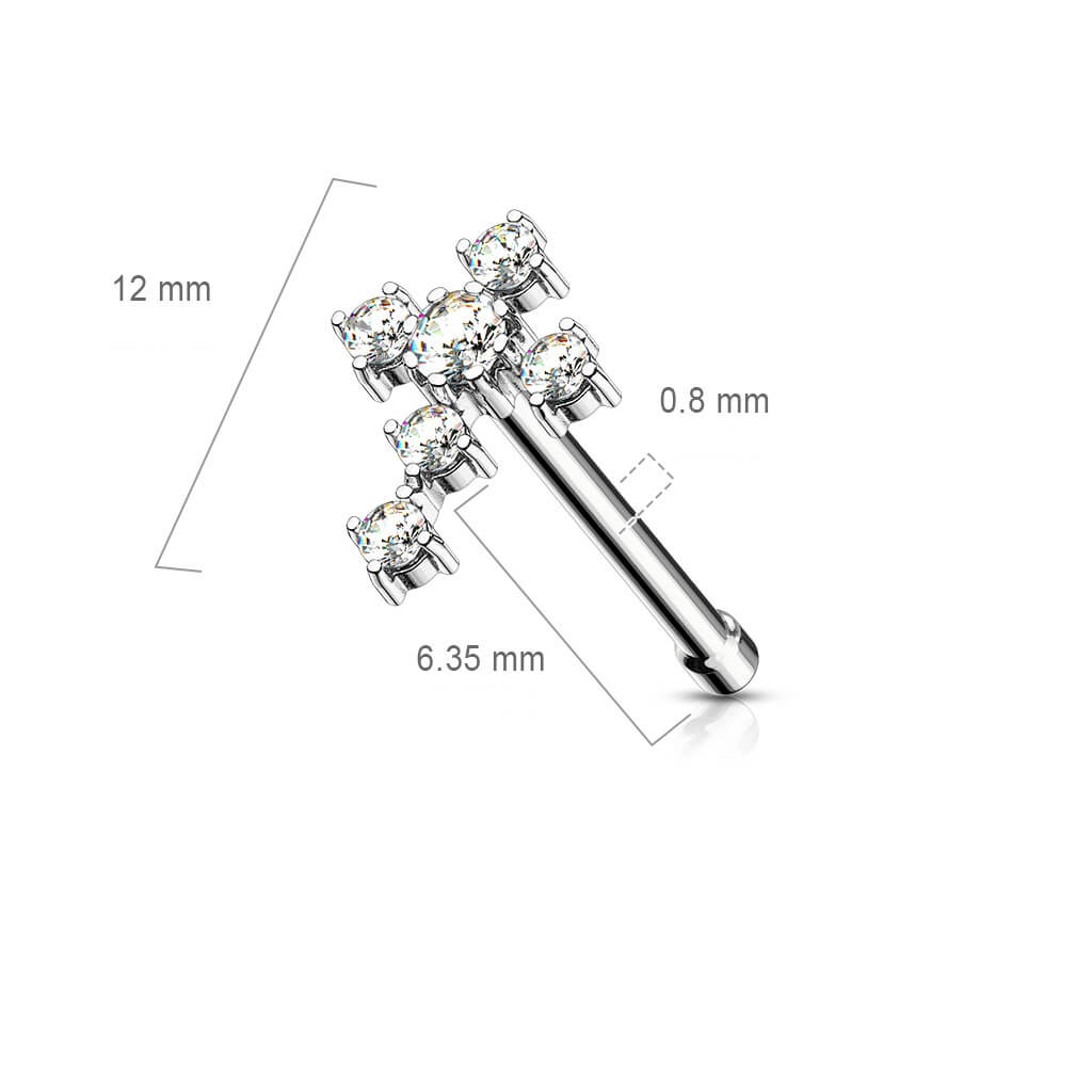 CZ Cross Nose Bone Stud
