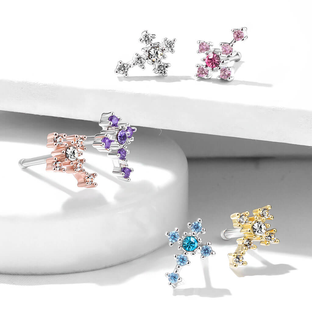 CZ Cross Nose Bone Stud