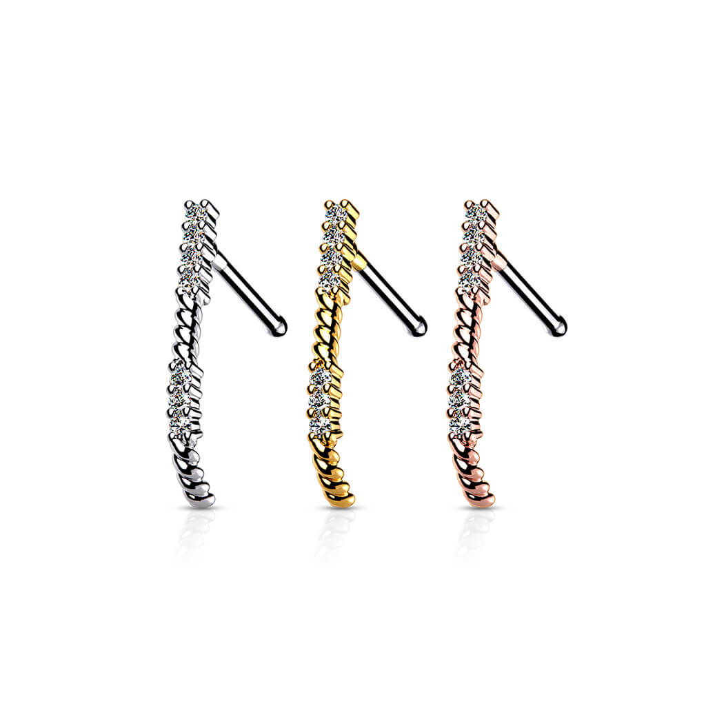 CZ Paved Nose Crawler Bone Stud