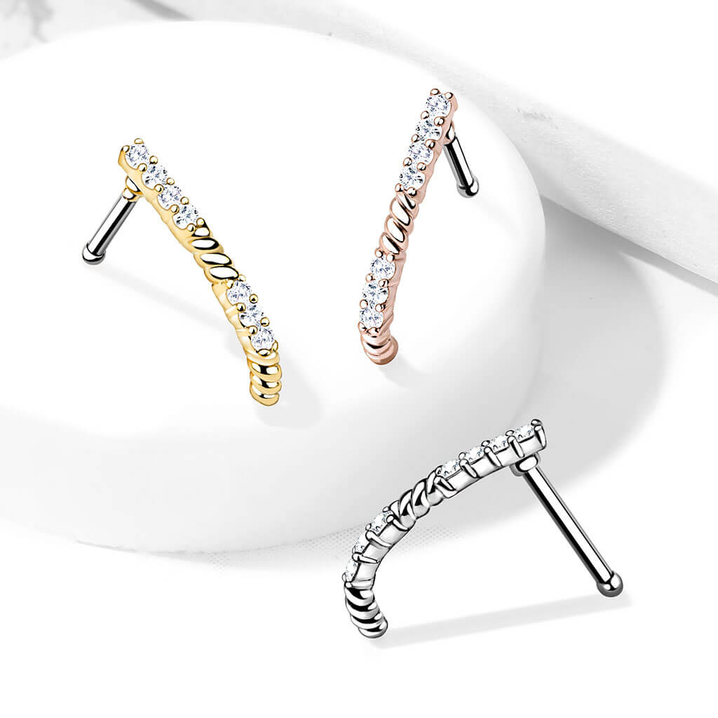 CZ Paved Nose Crawler Bone Stud
