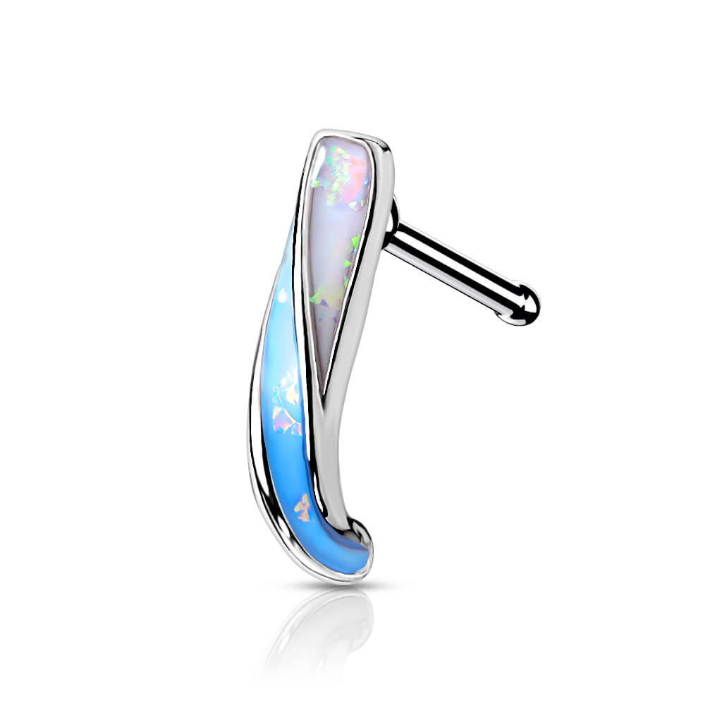 Opal Glitter Twist Nose Crawler Bone Stud