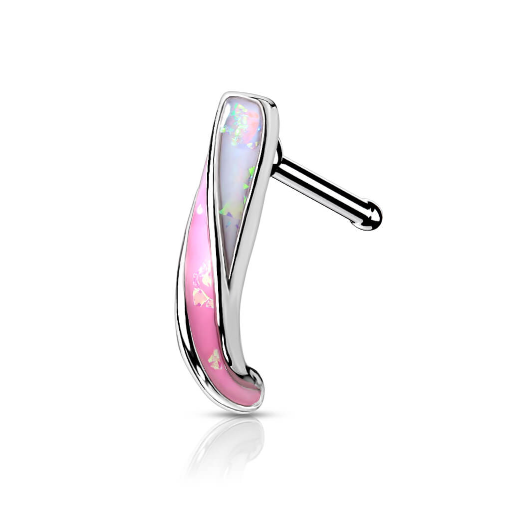 Opal Glitter Twist Nose Crawler Bone Stud