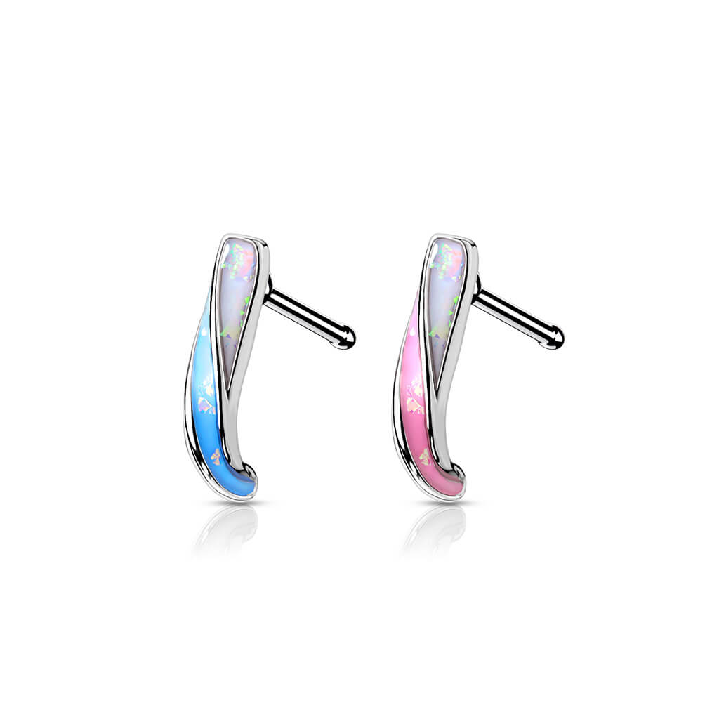 Opal Glitter Twist Nose Crawler Bone Stud