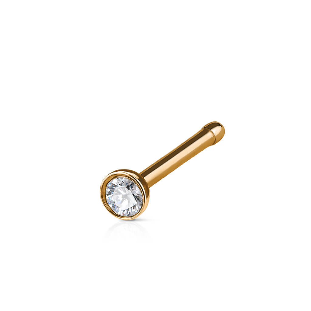 Crystal Half Ball Nose Stud Ring - Surgical Steel