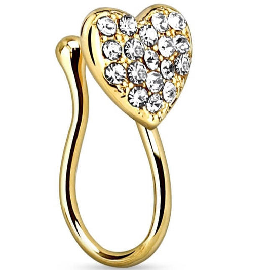 Heart Clear Gem Non-Piercing Nose Clip