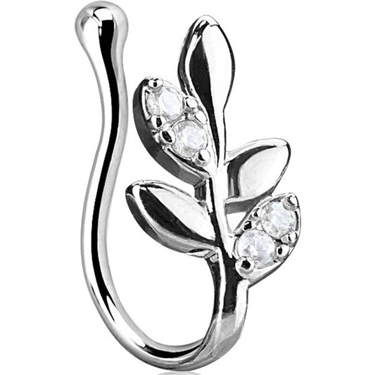 Olive Branch CZ Leaf Non-Piercing Nose Clip